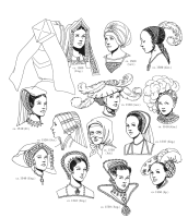 A coloring page of renaissance clothing